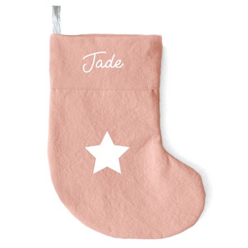 Chaussette Cadeau de Noël  personnalisé rose poudré